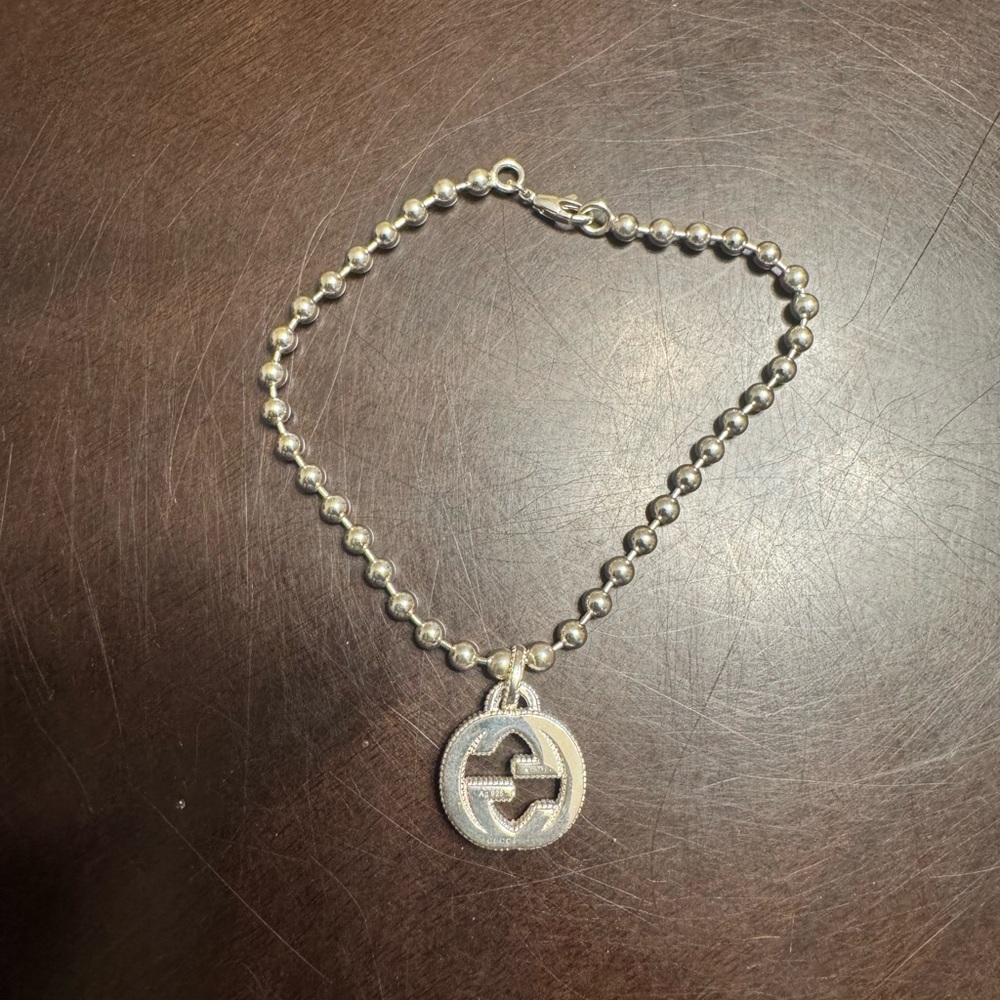 New Authentic Gucci GG Logo Silver Beads Bracelet - Picture 4 of 8